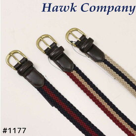 メール便 ホークカンパニー Hawk Company ライン デザイン リラックス メッシュ ゴム ベルト レザー 男女兼用 プレゼント