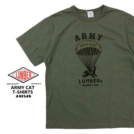 メール便 発送 LUMBER ランバー 半袖 Tシャツ ARMY CAT T-SHIRTS プリントTシャツ 241528 メンズ クルーネック カジュアル
