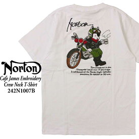 Norton ノートン 服 半袖 Tシャツ 242N1007B カフェ ジェームス 刺繍 Tシャツ クルーネック アメカジ バイカー バイク メンズ ロゴ