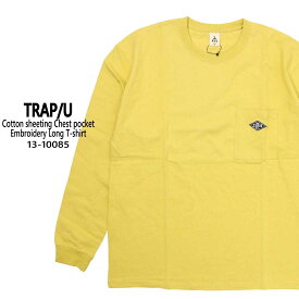 TRAP/U トラップユー 長袖 Tシャツ 胸ポケット ワンポイント 天竺 刺繍 コットン ロング Tシャツ メンズ トップス 13-10085