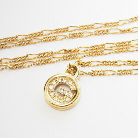 【SALE】■美品■GIVENCHY ジバンシィ《ヴィンテージ》クリスタル装飾 パヴェ Gロゴ ネックレス ゴールドチェーン old vintage アクセサリー ブランド古着【中古】20210512/GH5533