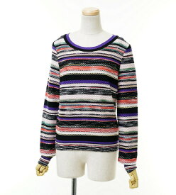 ■極美品■MISSONI ミッソーニ 長袖 ニット セーター レディース サイズ44 マルチカラー ボーダー イタリア製 ブランド古着【中古】20211215/GJ4899