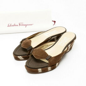 ■美品■ Salvatore Ferragamo サルヴァトーレ フェラガモ《SANNY》サンダル 靴 レディース 6.5D（23.5cm相当）プラットフォーム ブラウン イタリア製 ブランド古着【中古】20220228/GJ8793