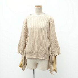 【SALE】■美品■STELLA McCARTNEY ステラマッカートニー カシミヤ フリンジ ニット セーター サイズ38 ドルマンスリーブ リブニット ベージュ ブランド古着【中古】20221026/GL8145