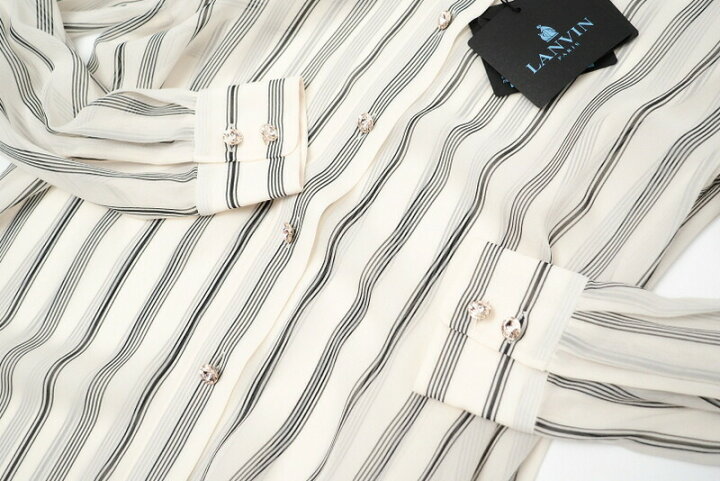 楽天市場】□未使用品□LANVIN ランバン ストライプ柄 ロング シャツ  