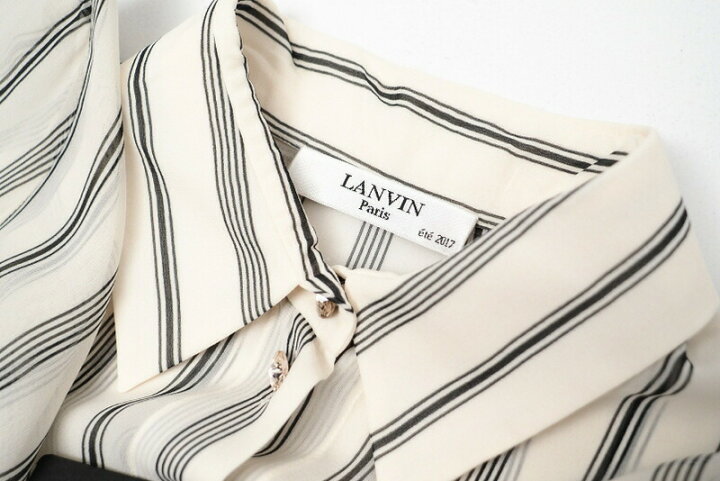 楽天市場】□未使用品□LANVIN ランバン ストライプ柄 ロング シャツ  