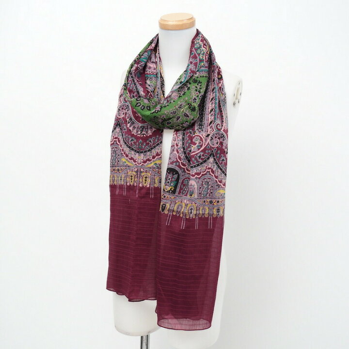 楽天市場】□美品□ETRO エトロ コットン × シルク ロング スカーフ 