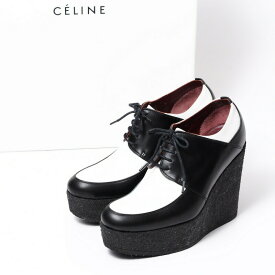■美品■CELINE セリーヌ バイカラー ウェッジソール シューズ パンプス 靴 サイズ 35.5（22.5cm相当）イタリア製 ブランド古着【中古】20230321/GM9080