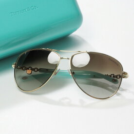 ■美品■Tiffany & Co. ティファニー ティアドロップ サングラス アイウェア ロック アビエイター TF3034 イタリア製 ハードケース付属 ブランド古着【中古】20230424/GN2445