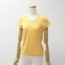 エルメス HERMES 美品 カシミヤ混 ニット セーター 半袖 イエロー L 
