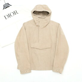 【SALE】【値下げ】美品■2022年スプリングコレクション■Dior ディオール プルオーバー フード レザー ジャケット ブルゾン メンズ サイズ54 牛革 Dior HOMME ディオール オム サンドベージュ イタリア製 ブランド古着【中古】20230628/GN6833