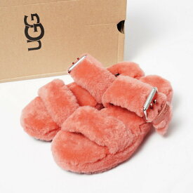 ■未使用品■UGG アグ ≪WOMENS FUZZ YEAH≫ ファーサンダル サイズUSA6 23cm 靴 シープスキン レッド 20230921/GO3490