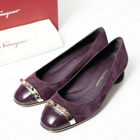 ■美品■Salvatore Ferragamo サルヴァトーレ フェラガモ《VULCI》 パンプス 靴 サイズ6D（23.5cm相当）パープル×ゴールド イタリア製 ブランド古着【中古】 20231004/GO4083