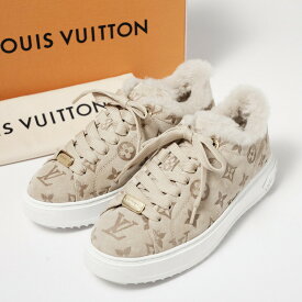 ■美品■2022AW■LOUIS VUITTON ルイヴィトン タイムアウト・ライン スニーカー サイズ36（23cm相当）モノグラム ロゴ エンボス スエード カーフレザー ボア 靴 イタリア製 20231009/GO3780