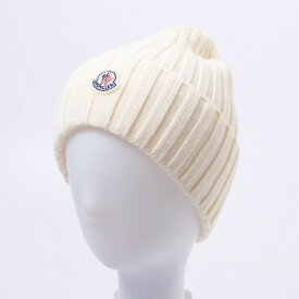 ■未使用品■MONCLER モンクレール BERRETTO TRICOT 3B00037 A9327 ニットキャップ ニット帽 ビーニー 帽子 ワッチキャップ オフホワイト ロゴパッチ ユニセックス 20231201/GO8379