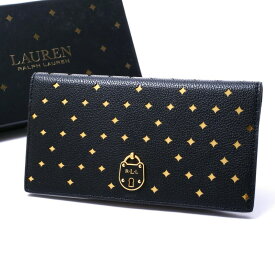 ■未使用品■LAUREN RALPH LAUREN ローレン ラルフローレン 長財布 ウォレット PVC ブラック×ゴールド アクセサリー 20231218/GO9942