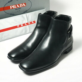 PRADA プラダスポーツ レザー ショートブーツ ジョッパーブーツ 靴 メンズ サイズ5.5（24.5～25cm相当）ブラック イタリア製 ブランド古着【中古】20240202/GP2504