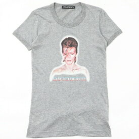 DOLCE & GABBANA ドルチェアンドガッバーナ DAVID BOWIE デヴィッドボウイ 半袖 Tシャツ カットソー レディース サイズ38 コットン フォトプリント グレー イタリア製 ブランド古着【中古】20240229/GP3511