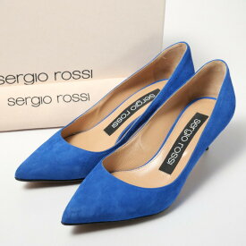【SALE】Sergio Rossi セルジオロッシ スエードレザー パンプス 靴 サイズ35 ポインテッドトゥ ブルー イタリア製 ブランド古着【中古】20240315/GP4188