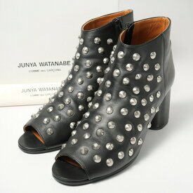 ■美品■JUNYA WATANABE COMME des GARCONS ジュンヤワタナベ コムデギャルソン スタッズ ショートブーツ サイズL（25.0cm相当）オープントゥ サンダル 靴 ブラック ブランド古着【中古】20240325/GP5531