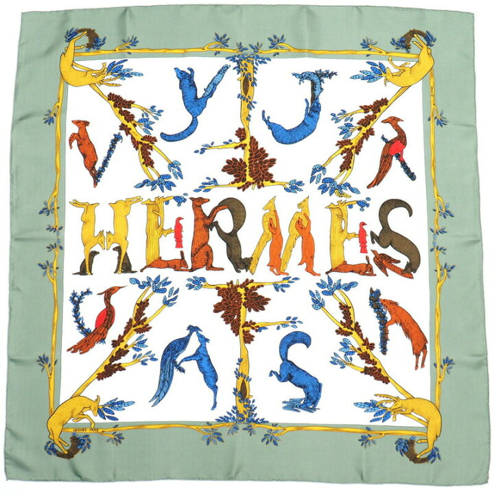 楽天市場】□美品□HERMES エルメス カレ90《ANIMAL ALPHABET 