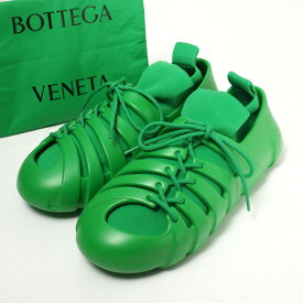 ■美品■BOTTEGA VENETA ボッテガヴェネタ トレイル スニーカー TECH KNIT GEL RUBBER メンズ サイズ40（25cm相当）靴 ラバー ニット グリーン イタリア製 ブランド古着【中古】20240330/GP6163