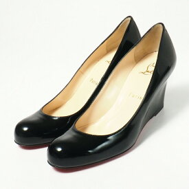 Christian Louboutin クリスチャンルブタン 《MISS BOXE 70》 パテントレザー パンプス 靴 サイズ37（23.5cm相当) ウェッジソール ブラック イタリア製 ブランド古着【中古】20240408/GP6349