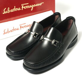 ■美品■Salvatore Ferragamo サルヴァトーレフェラガモ ≪PASQUALE≫ レザー ローファー モカシンシューズ 靴 サイズ7EE（25cm相当）ブラック イタリア製 ブランド古着【中古】20240418/GP6175