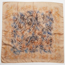 【プライスダウン】 ■美品■HERMES エルメス カレ90 INDIAN DUST インディアンダスト スカーフ ペイズリー バンダナ 総柄 総シルク フランス製 ブランド古着【中古】20240514/GP5377