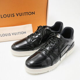 【プライスダウン】■美品■LOUIS VUITTON ルイ・ヴィトン LV Trainer/LVトレイナー スニーカー サイズ10 （28.5cm相当） レザースニーカー 靴 ブラック イタリア製 ブランド古着【中古】20240514/GP9052