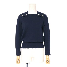 【プライスダウン】■美品■HERMES エルメス ニット サイズ34 総カシミヤ 長袖ニットセーター セリエボタン シェル イギリス製 ブランド古着【中古】20241129/RA2272