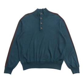HERMES エルメス ニット セーター トップス ウール カシミヤ ハーフボタン ハイネック グリーン / ブラウン【おすすめ】 イタリア製 ブランド古着【中古】20250228/RA3648