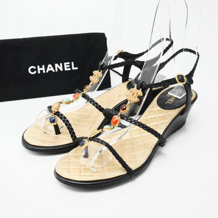 楽天市場】CHANEL シャネル サンダル サイズ37C CCロゴ ココマーク 