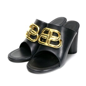 ■美品■BALENCIAGA バレンシアガ サンダル サイズ35 BBロゴ ハイヒール シリンダーヒール レザー 靴 ブランド古着【中古】20250729/RA5536