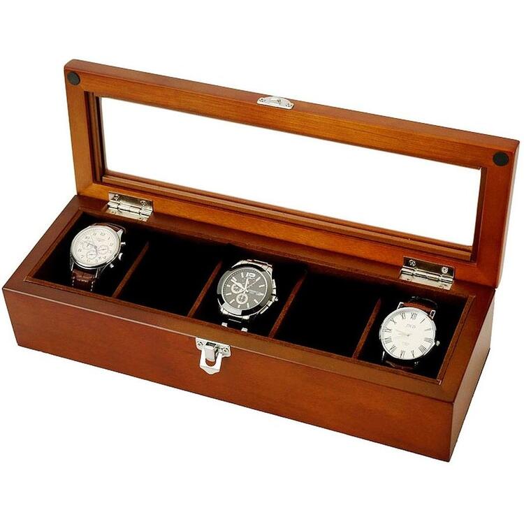 自慢の腕時計をディスプレイ 見せるコレクション収納ボックス 腕時計収納 期間限定特価品 ウォッチ ケース 予約販売品 高級 木製 腕時計 収納 コレクション ブラウン 5本用 ボックス ブラック Anberotta 箱 ディスプレイ J47