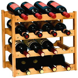 ワインラック ワインホルダー 木製 ワイン シャンパン ボトル ウッド 収納 ケース スタンド インテリア ディスプレイ Anberotta W65 (16本用収納・4段/ブラウン)