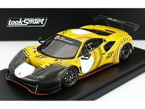 FERRARI�t�F���[�� 488 GT MODIFICATA CLUB COMPETIZIONI GT 2020 - CON VETRINA - WITH SHOWCASE - YELLOW GLOSS GREY /LOOKSMART 1/43 �~�j�J�[