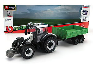 VALTRA N174 TRACTOR WITH TIPPING TRAILER 2017 WHITE BLACK GREEN/Bburago 1/50�~�j�J�[ �_�Ƌ@�B