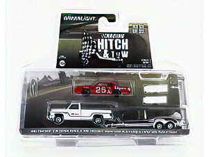 CHEVROLET C 30 PICK UP CUSTOM DELUXE 1986 WITH TRAILER + MONTE CARLO SS N 25 RACING 1986 WHITE RED/Greenlight 1/64ミニカー