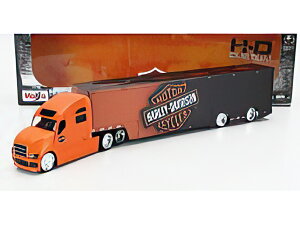 TRUCK H D HAULERS TRUCK HARLEY DAVIDSON CAR TRANSPORTER 2021 ORANGE BLACK/MAISTO 1/64~jJ[