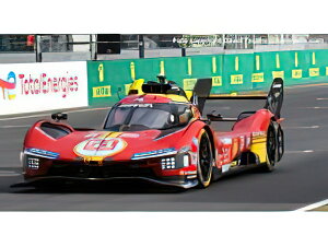 y\z12ȍ~\FERRARI 499P 3.0L TURBO V6 TEAM FERRARI AF CORSE N 51 3rd 24h LE MANS 2024 ALESSANDRO PIER GUIDI JAMES CALADO ANTONIO GIOVINAZZI CON VETRINA WITH SHOWCASE RED YELLOW BLACK/BBR 1/18~jJ[