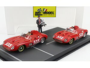 FERRARI DIORAMA SET 2X 315S SPIDER sn0684 N 535 WINNER MILLE MIGLIA 1957 P.TARUFFI + N 532 2nd MILLE MIGLIA 1957 W.VON TRIPS RED/ART-MODEL 1/43~jJ[