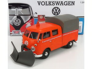VOLKSWAGEN T1 PICKUP DOUBLE CABINE SPAZZANEVE SNOWPLOW 1962 ORANGE/MOTOR-MAX 1/24~jJ[