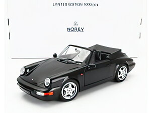 y\zPORSCHE 911 964 CARRERA 4 CABRIOLET 1990 BLACK MET/Norev 1/18~jJ[
