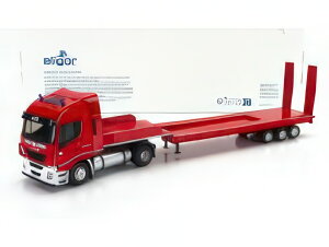 IVECO FIAT - STRALIS 480XP TRUCK RIMORCHIO PIANALE TRASPORTO MEZZI MOVIMENTO TERRA VIGILI DEL FUOCO 2016 - RED �C�O����/ELIGOR 1/43�~�j�J�[