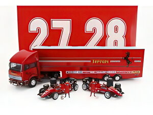 IVECO FIAT FIAT IVECO 190 TRUCK CAR TRANSPORTER MONACO GP 1984 WITH 2X F1 FERRARI 126CK TURBO N 27 MICHELE ALBORETO N 28 RENE ARNOUX + FIGURES AND ACCESSORIES RED/BRUMM 1/43~jJ[