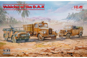 Vehicles of the D.A.K (Mercedes-Benz L3000 truck Kfz.70 infantry carrier and Kfz.2 radio vehicle) fLbg/ ICM 1/35 ͌^
