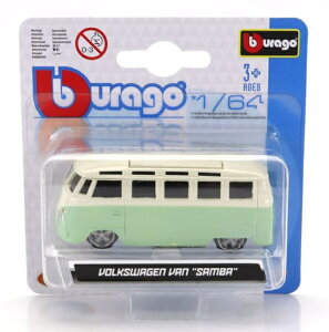 Volkswagen�t�H���N�X���[�Q�� T1 Samba�T���o Minibus�~�j�o�X 1962 Custom�J�X�^�� 1965 �O���[���N���[�� / Bburago 1/64 �~�j�J�[