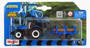 NEW HOLLAND�j���[�z�����h T7 315 TRACTOR�g���N�^�[ 2018 WITH TRAILER�g���[���[�t �u���[�E�b�h / MAISTO 1/64 �~�j�J�[