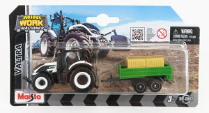 VALTRA�o���g�� Q305 TRACTOR�g���N�^�[ 2018 WITH TRAILER�g���[���[�t �z���C�g�O���[�� / MAISTO 1/64 �~�j�J�[
